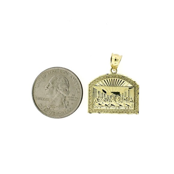10K Real Gold Rope Chain and Last Supper Pendant Set - Picture 5 of 10